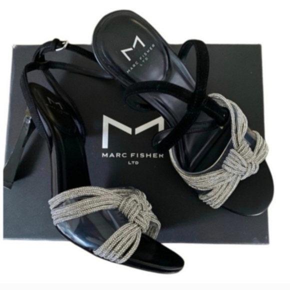 Marc Fisher Black and Silver Strappy Sandals - Picture 3 of 10